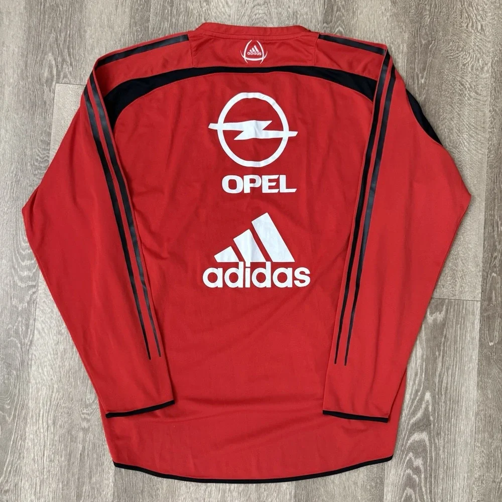 AC Milan 2004 Adidas Opel Red Player Issue Training Jersey Men's L Long Sleeve